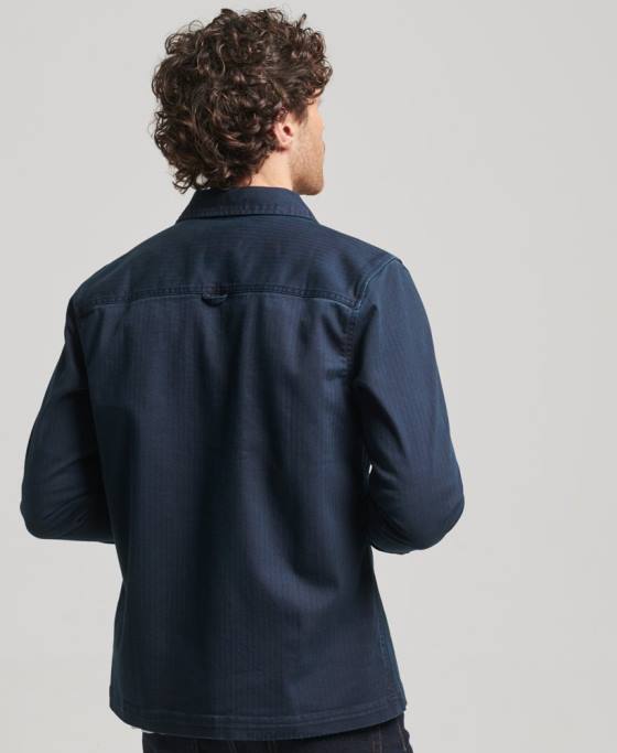 Superdry magazin negustor - supracămașă în schemă îmbrăcăminte marina bărbați JX0Z152