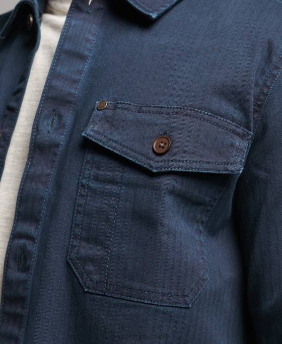 Superdry magazin negustor - supracămașă în schemă îmbrăcăminte marina bărbați JX0Z152