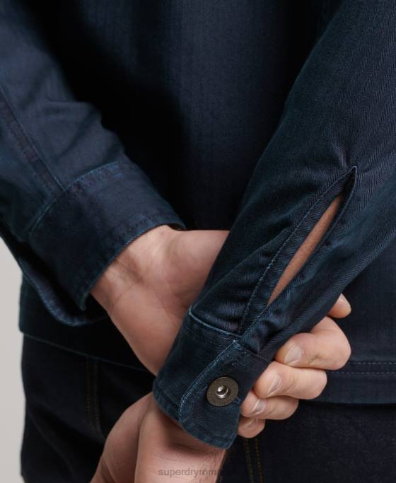 Superdry magazin negustor - supracămașă în schemă îmbrăcăminte marina bărbați JX0Z152