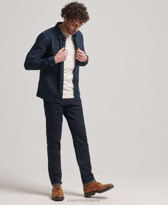 Superdry magazin negustor - supracămașă în schemă îmbrăcăminte marina bărbați JX0Z152