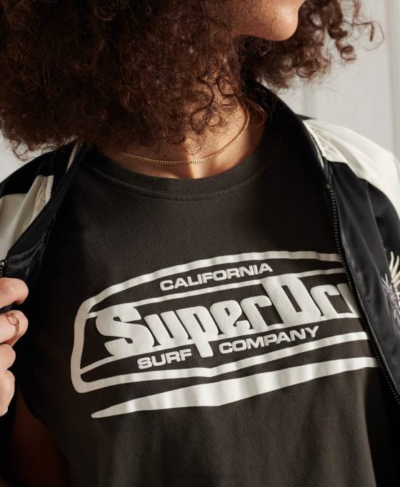 Superdry maiou cali surf grafic îmbrăcăminte gri inchis femei JX0Z6719