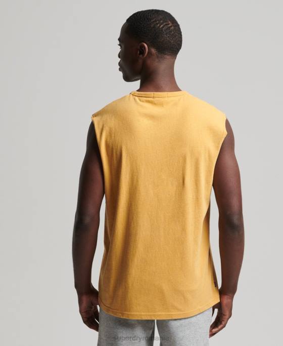 Superdry maiou clasic din bumbac organic îmbrăcăminte galben bărbați JX0Z1529