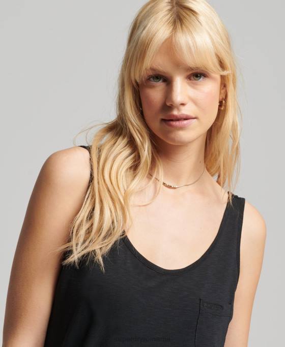 Superdry maiou cu buzunar studios din bumbac organic îmbrăcăminte negru femei JX0Z6771