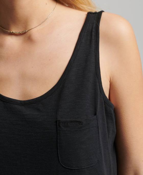 Superdry maiou cu buzunar studios din bumbac organic îmbrăcăminte negru femei JX0Z6771