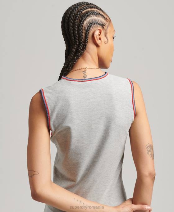 Superdry maiou cu dungi cali îmbrăcăminte gri femei JX0Z6527