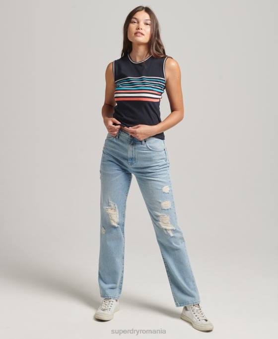 Superdry maiou cu dungi cali îmbrăcăminte marina femei JX0Z6508