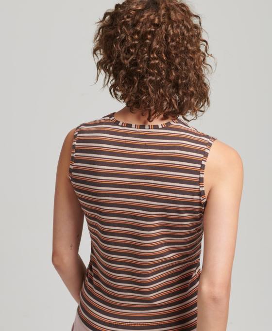 Superdry maiou cu dungi cali îmbrăcăminte maro femei JX0Z6525