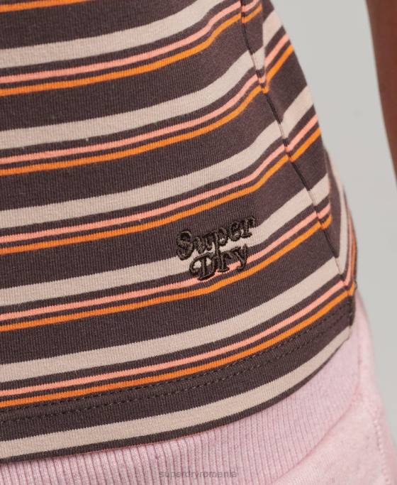 Superdry maiou cu dungi cali îmbrăcăminte maro femei JX0Z6525