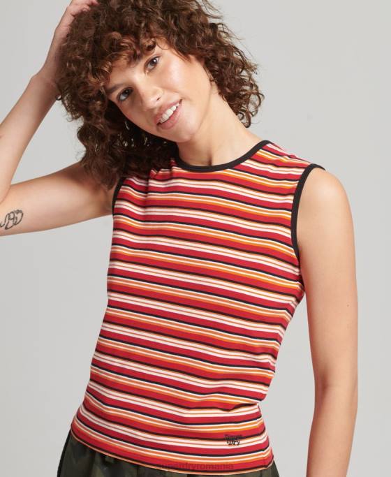 Superdry maiou cu dungi cali îmbrăcăminte roșu femei JX0Z6506