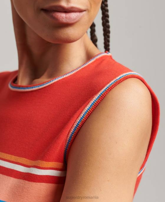 Superdry maiou cu dungi cali îmbrăcăminte roșu femei JX0Z6536
