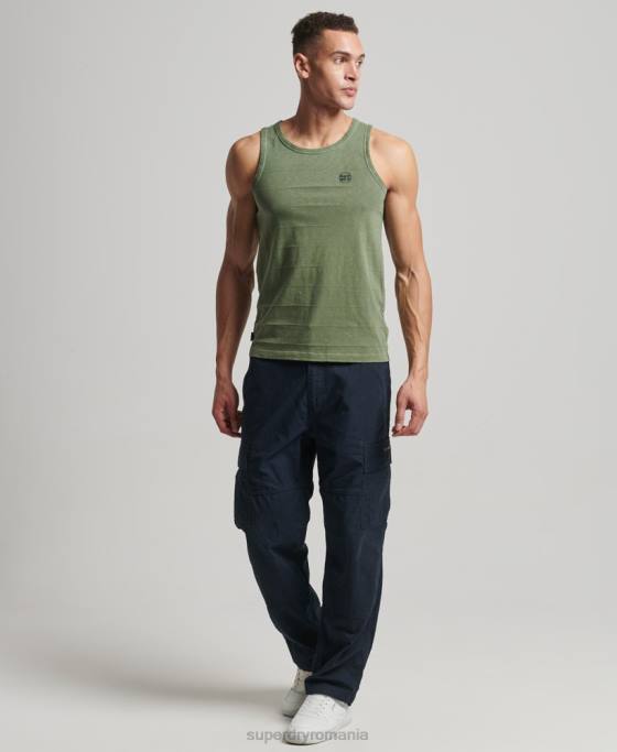 Superdry maiou cu textură vintage din bumbac organic îmbrăcăminte kaki bărbați JX0Z44