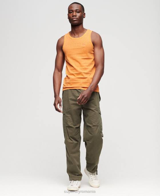 Superdry maiou cu textură vintage din bumbac organic îmbrăcăminte portocale bărbați JX0Z11