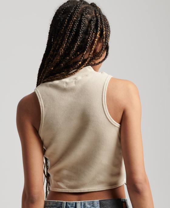 Superdry maiou decupat cu gât fals îmbrăcăminte gri deschis femei JX0Z2940