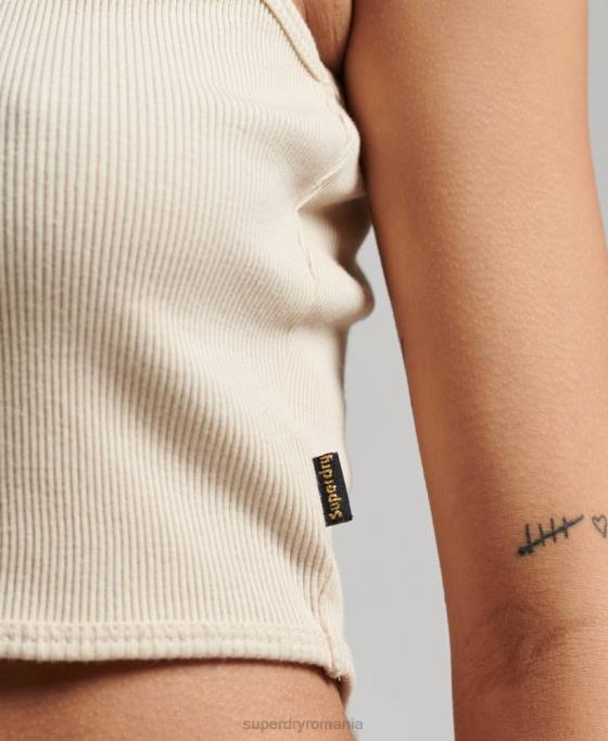 Superdry maiou decupat cu gât fals îmbrăcăminte gri deschis femei JX0Z2940