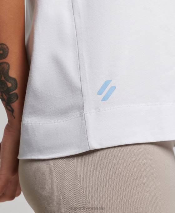 Superdry maiou din bumbac organic cu paragate și gât fals îmbrăcăminte alb femei JX0Z3009