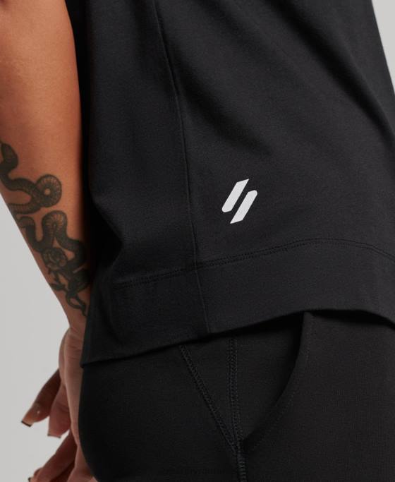 Superdry maiou din bumbac organic cu paragate și gât fals îmbrăcăminte negru femei JX0Z2881