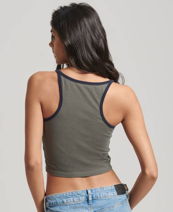 Superdry maiou vintage cu dungi surf îmbrăcăminte verde femei JX0Z2930