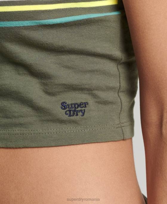 Superdry maiou vintage cu dungi surf îmbrăcăminte verde femei JX0Z2930