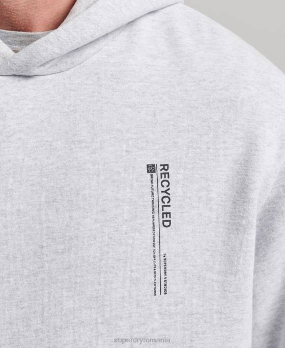 Superdry micro hanorac lateral reciclat îmbrăcăminte gri deschis bărbați JX0Z5014