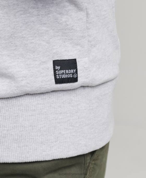 Superdry micro hanorac lateral reciclat îmbrăcăminte gri deschis bărbați JX0Z5014