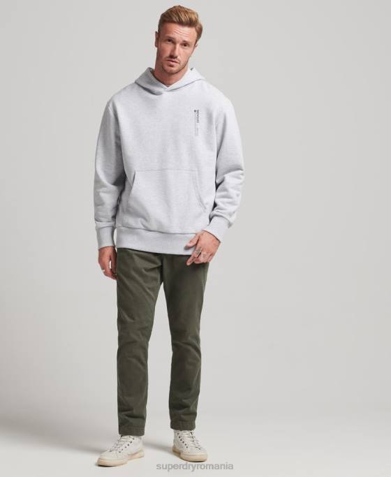 Superdry micro hanorac lateral reciclat îmbrăcăminte gri deschis bărbați JX0Z5014
