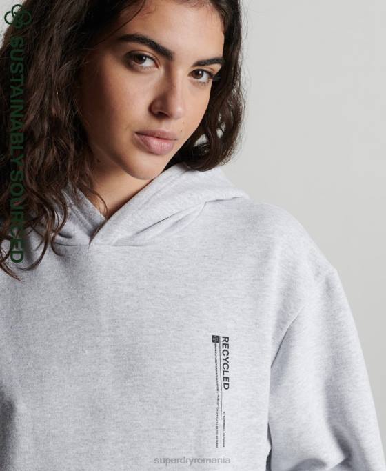 Superdry micro hanorac lateral reciclat îmbrăcăminte gri deschis femei JX0Z6064
