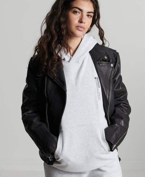 Superdry micro hanorac lateral reciclat îmbrăcăminte gri deschis femei JX0Z6064