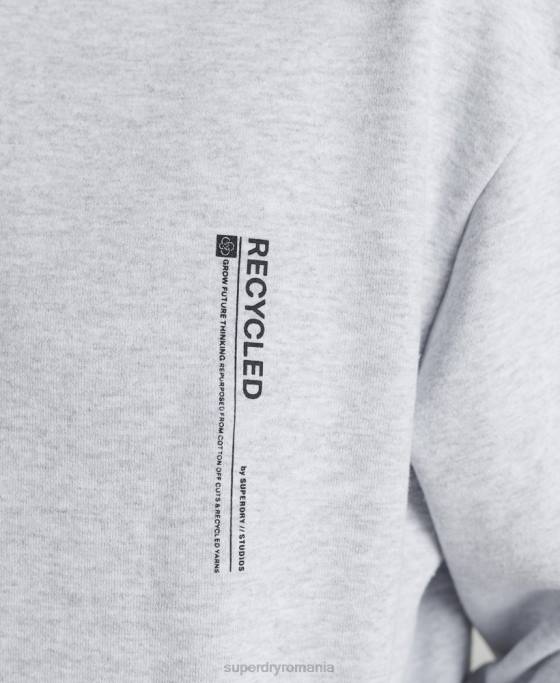 Superdry micro hanorac lateral reciclat îmbrăcăminte gri deschis femei JX0Z6064