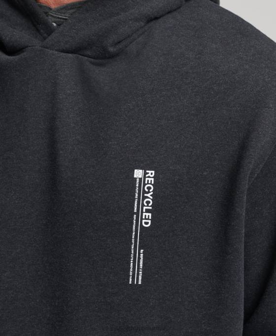 Superdry micro hanorac lateral reciclat îmbrăcăminte negru bărbați JX0Z4991