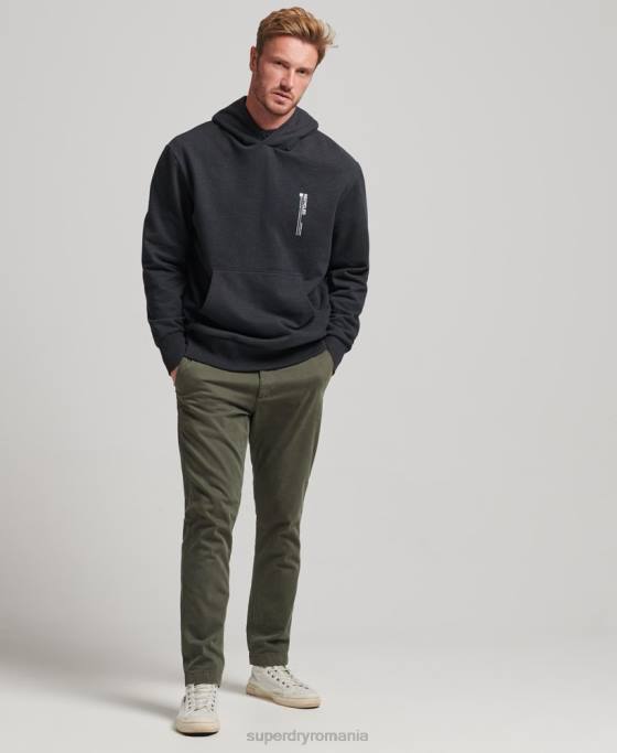 Superdry micro hanorac lateral reciclat îmbrăcăminte negru bărbați JX0Z4991