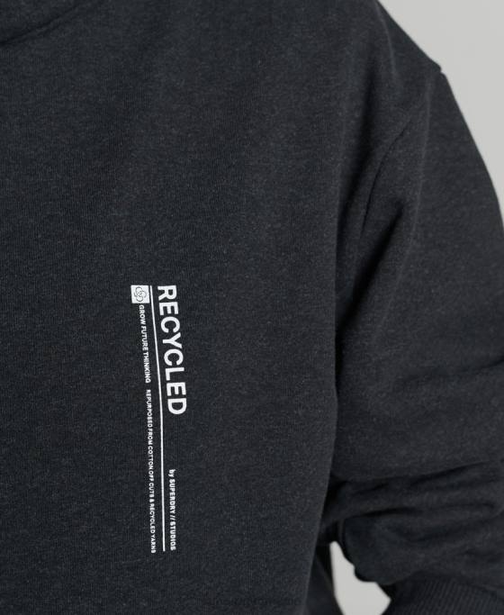 Superdry micro hanorac lateral reciclat îmbrăcăminte negru femei JX0Z5974