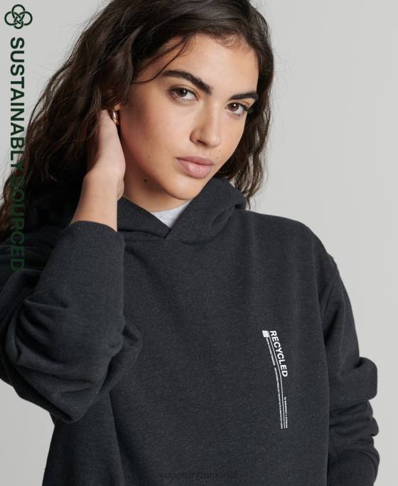 Superdry micro hanorac lateral reciclat îmbrăcăminte negru femei JX0Z5974