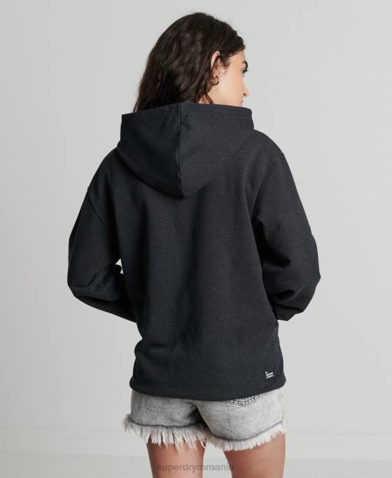 Superdry micro hanorac lateral reciclat îmbrăcăminte negru femei JX0Z5974