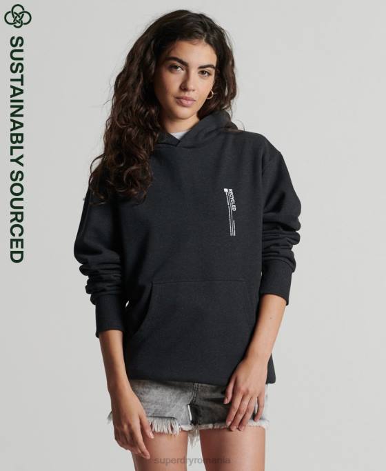 Superdry micro hanorac lateral reciclat îmbrăcăminte negru femei JX0Z5974