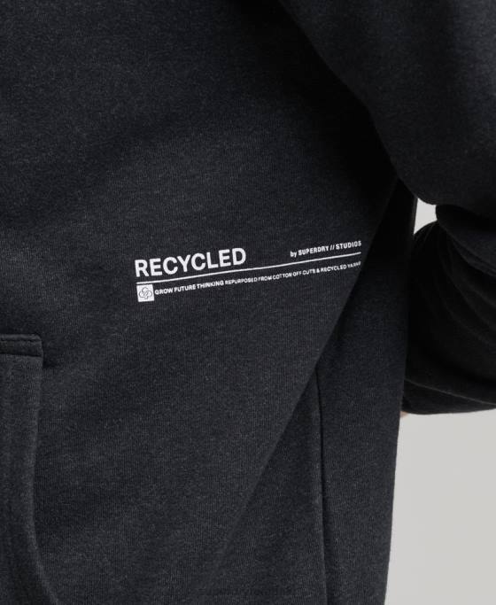 Superdry micro hanorac mijlociu îmbrăcăminte negru bărbați JX0Z5008