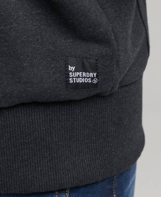 Superdry micro hanorac mijlociu îmbrăcăminte negru bărbați JX0Z5008
