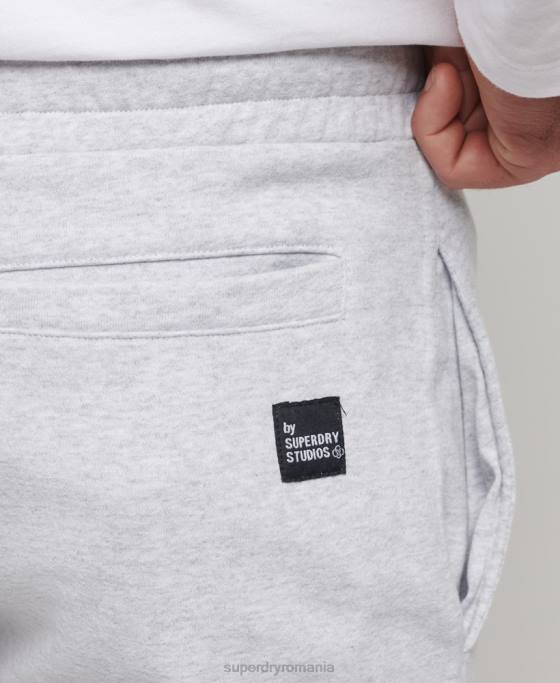 Superdry micro pantaloni de jogging laterali reciclați îmbrăcăminte gri deschis bărbați JX0Z6397