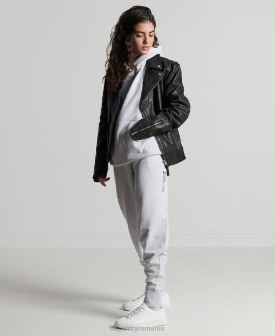 Superdry micro pantaloni de jogging laterali reciclați îmbrăcăminte gri deschis femei JX0Z3936