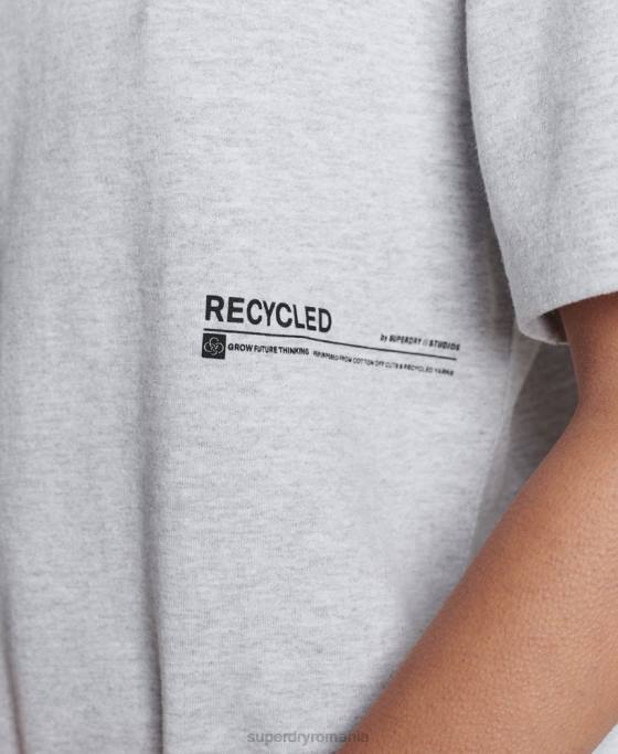 Superdry micro tricou mijlociu reciclat îmbrăcăminte gri deschis femei JX0Z2780