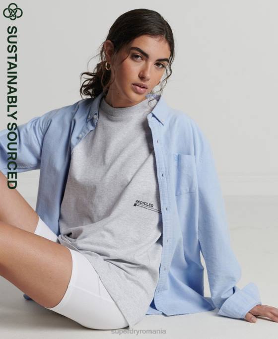 Superdry micro tricou mijlociu reciclat îmbrăcăminte gri deschis femei JX0Z2780