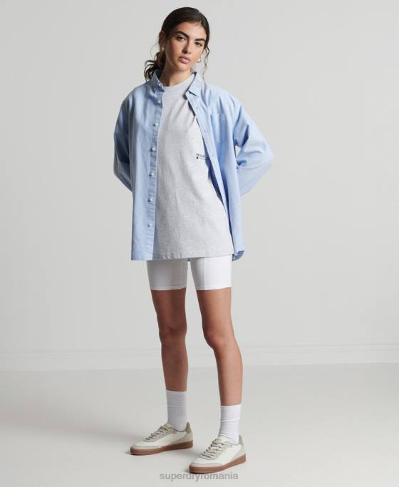 Superdry micro tricou mijlociu reciclat îmbrăcăminte gri deschis femei JX0Z2780