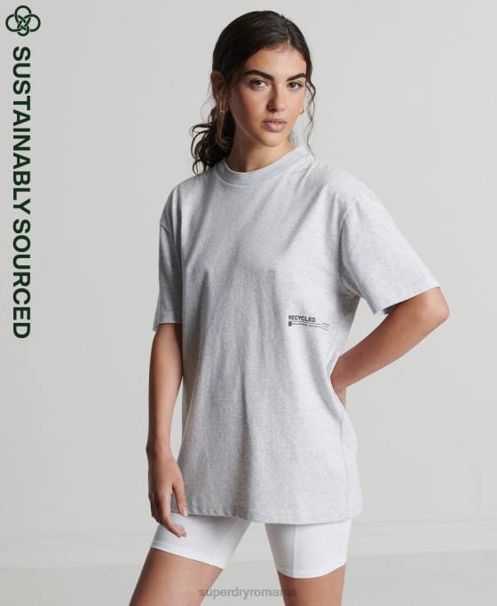 Superdry micro tricou mijlociu reciclat îmbrăcăminte gri deschis femei JX0Z2780