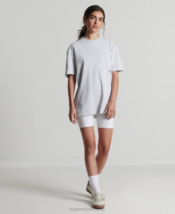 Superdry micro tricou mijlociu reciclat îmbrăcăminte gri deschis femei JX0Z2780