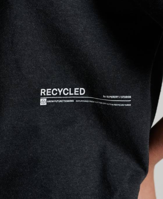 Superdry micro tricou mijlociu reciclat îmbrăcăminte negru femei JX0Z2849