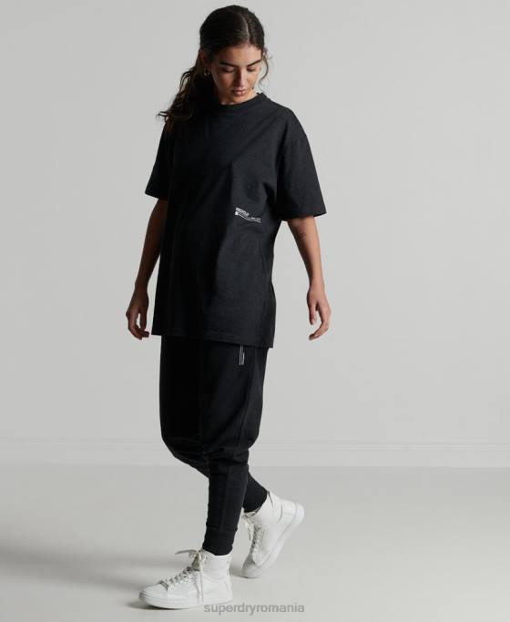 Superdry micro tricou mijlociu reciclat îmbrăcăminte negru femei JX0Z2849