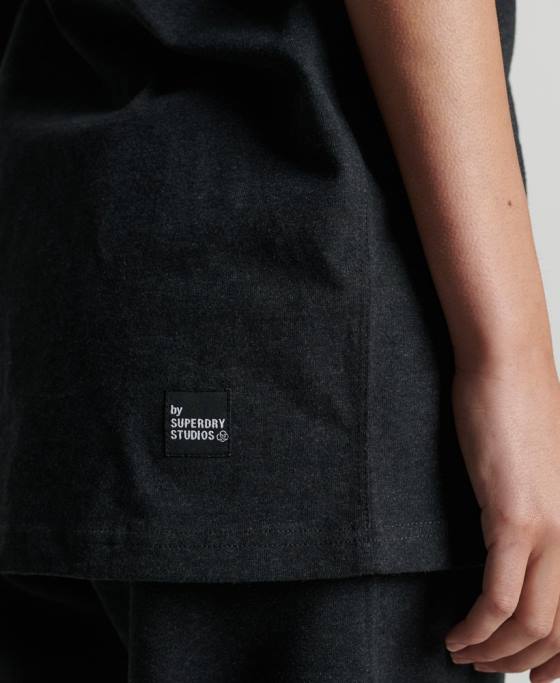 Superdry micro tricou mijlociu reciclat îmbrăcăminte negru femei JX0Z2849