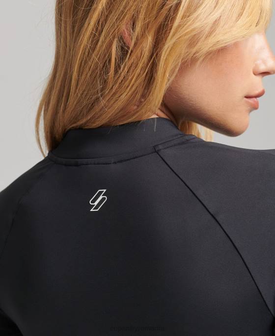 Superdry mini rochie bodycon cu maneca lunga îmbrăcăminte negru femei JX0Z6518