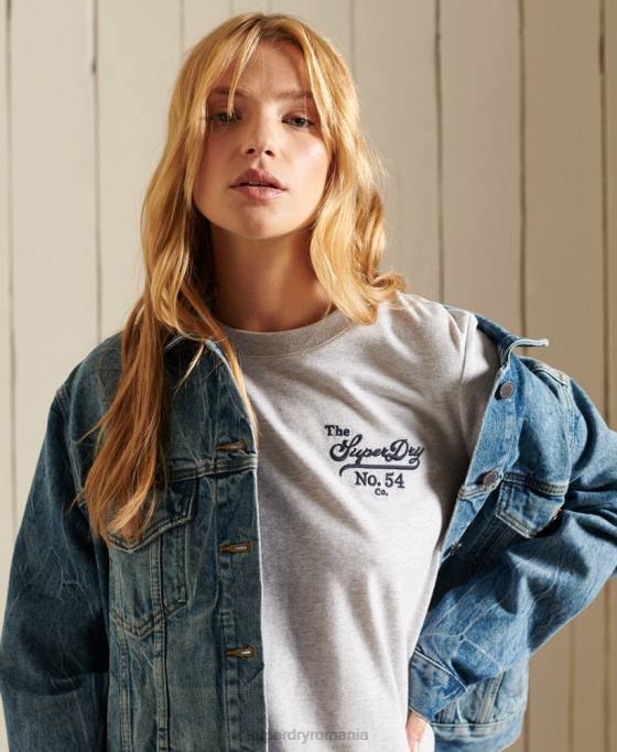 Superdry mândrie cu tricou artizanal îmbrăcăminte gri deschis femei JX0Z6243