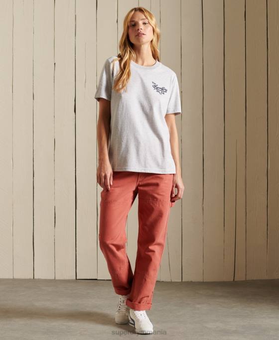 Superdry mândrie cu tricou artizanal îmbrăcăminte gri deschis femei JX0Z6243