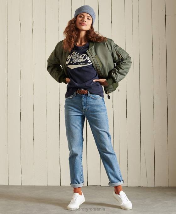 Superdry mândrie cu tricou artizanal îmbrăcăminte marina femei JX0Z6284